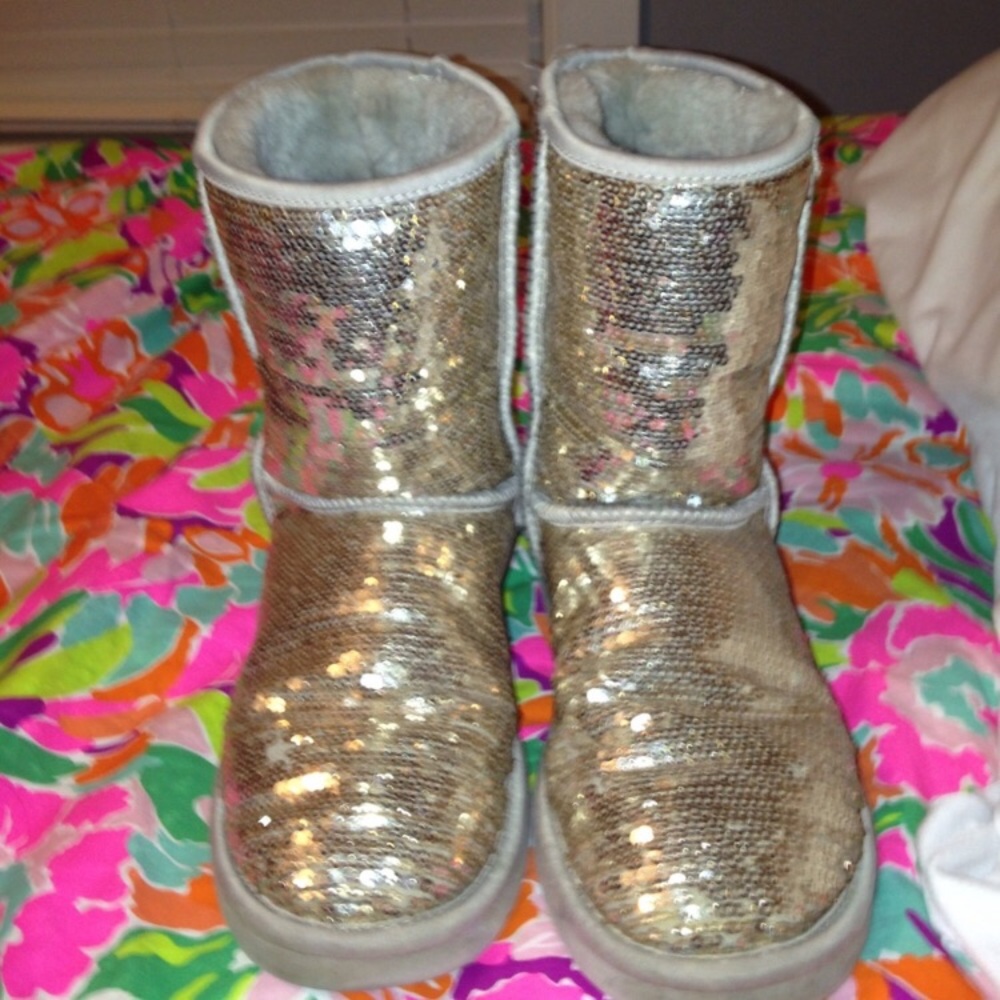 Ugg Gold Silver Sequin Glitter Classic Real